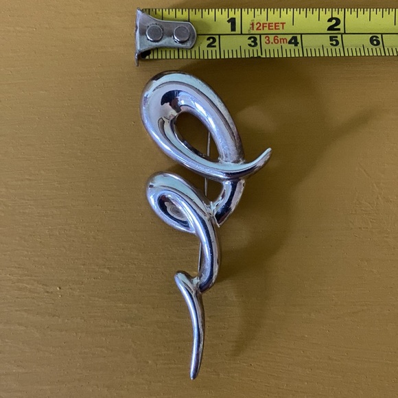 Retro Sterling Silver Abstract Doodle Pin Design - Picture 3 of 5